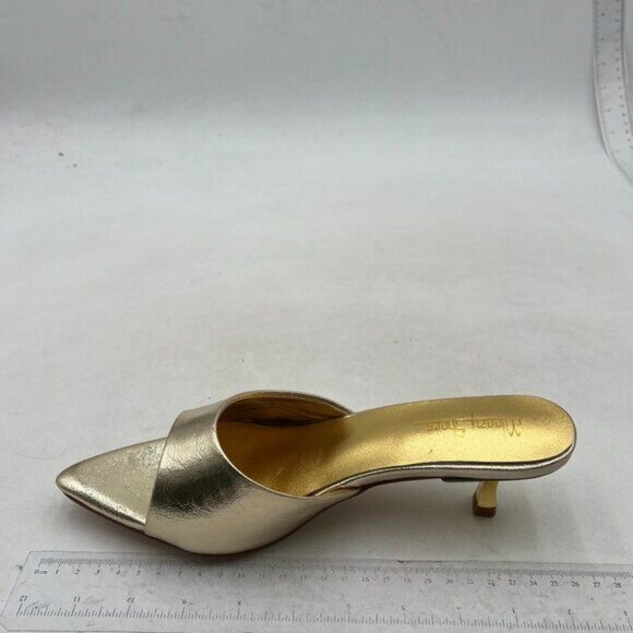 Milooey shoes Women's  Kitten Heel Mules Open Pointed Toe Slide Sandals  Gold - Picture 2 of 8